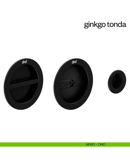 Maniglia incasso Ginkgo Tonda con nottolino e serratura dnd nero