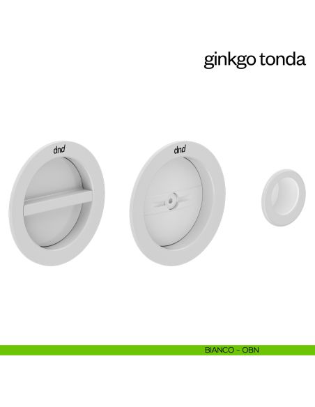 Maniglia incasso Ginkgo Tonda con nottolino e serratura dnd bianco