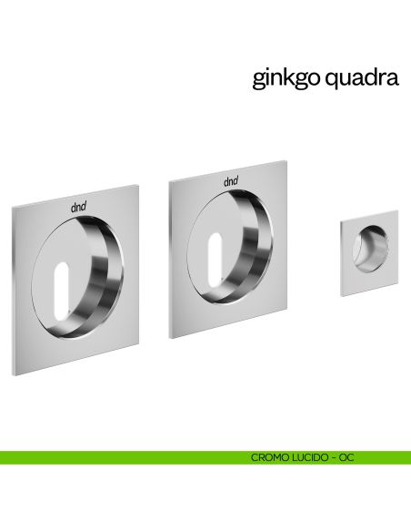 Maniglia incasso Ginkgo Quadra con foro chiave e serratura dnd cromo lucido