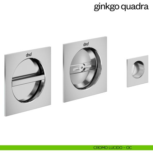 Maniglia incasso Ginkgo Quadra con nottolino e serratura dnd cromo lucido
