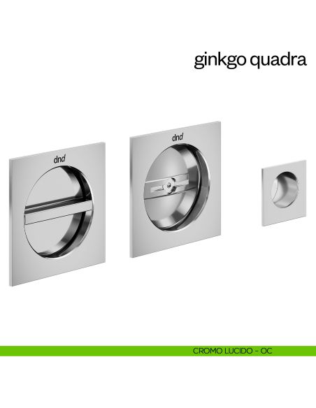 Maniglia incasso Ginkgo Quadra con nottolino e serratura dnd cromo lucido