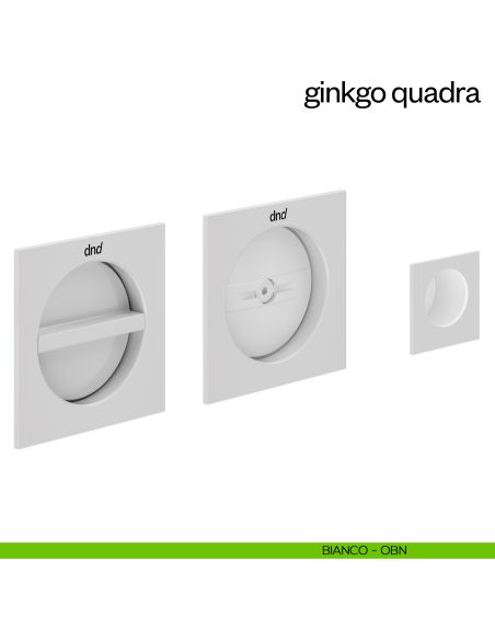 Maniglia incasso Ginkgo Quadra con nottolino e serratura dnd bianco