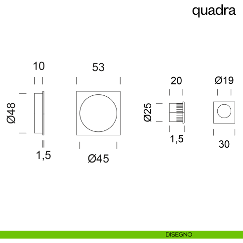 Maniglia incasso Quadra cieca dnd disegno