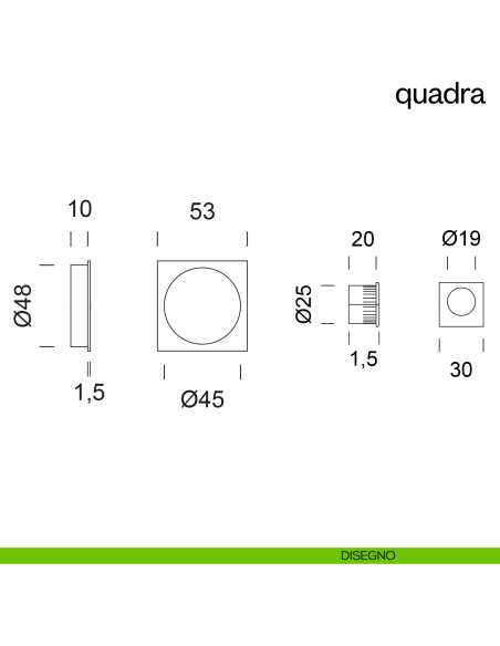 Maniglia incasso Quadra cieca dnd disegno