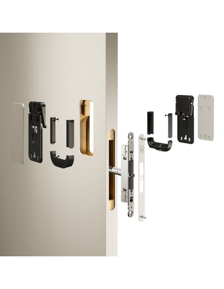 Maniglia invisibile Ghost Bonaiti privacy bagno con contropiastra per profilo in alluminio 311-GAL3