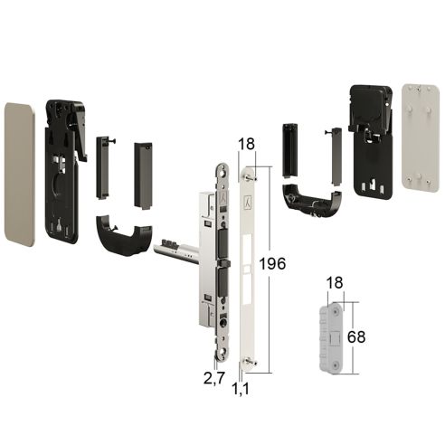 Maniglia invisibile Ghost Bonaiti privacy bagno con contropiastra per profilo in alluminio 311-GAL3