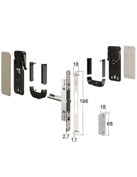 Maniglia invisibile Ghost Bonaiti privacy bagno con contropiastra per profilo in alluminio 311-GAL3