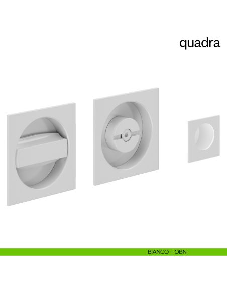 Maniglia incasso Quadra con nottolino e serratura dnd bianco