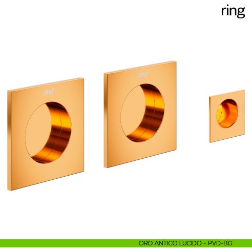 Maniglia incasso quadrata Ring cieca dnd oro antico lucido