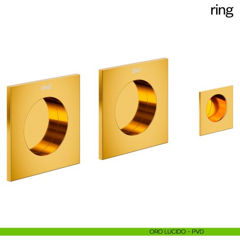Maniglia incasso quadrata Ring cieca dnd oro lucido