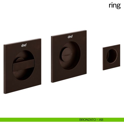 Maniglia incasso quadrata Ring con nottolino dnd bronzato