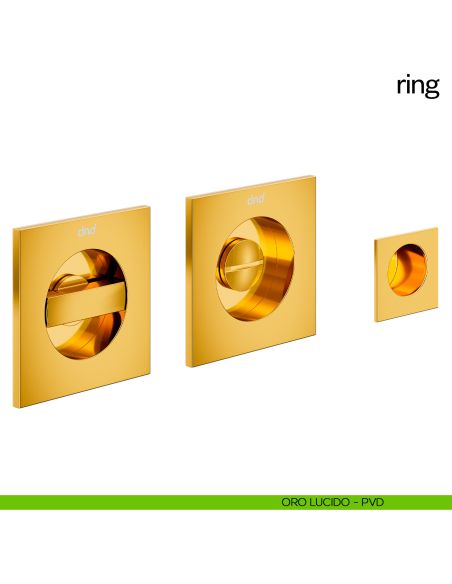 Maniglia incasso quadrata Ring con nottolino dnd oro lucido