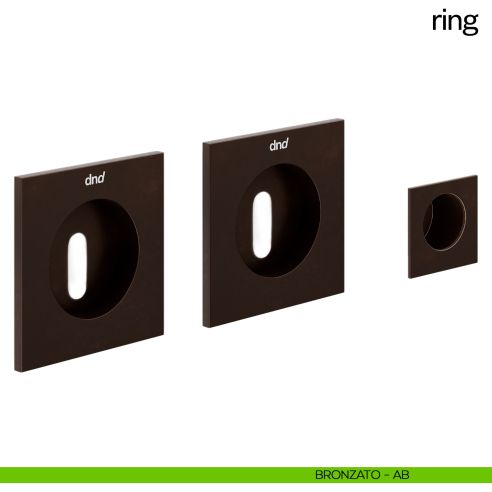 Maniglia incasso quadrata Ring con foro chiave e serratura dnd bronzato