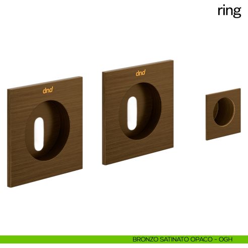 Maniglia incasso quadrata Ring con foro chiave e serratura dnd bronzo satinato opaco