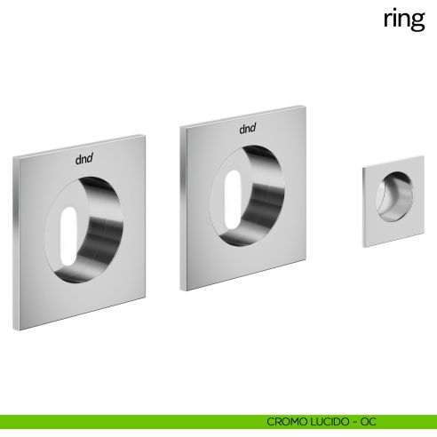Maniglia incasso quadrata Ring con foro chiave e serratura dnd cromo lucido