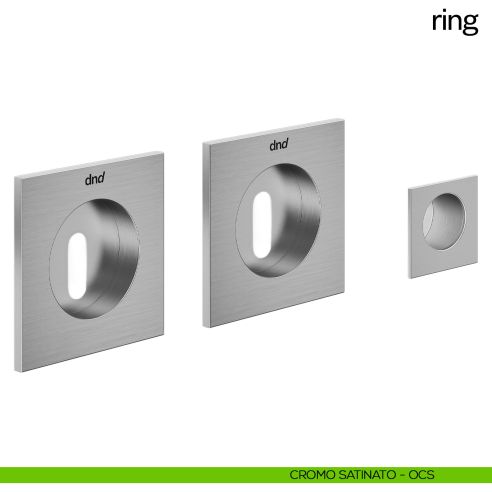 Maniglia incasso quadrata Ring con foro chiave e serratura dnd cromo satinato