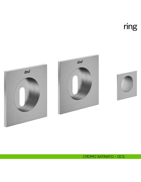 Maniglia incasso quadrata Ring con foro chiave e serratura dnd cromo satinato