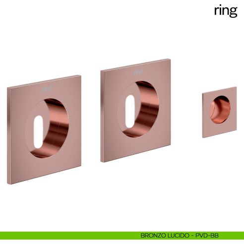 Maniglia incasso quadrata Ring con foro chiave e serratura dnd bronzo lucido