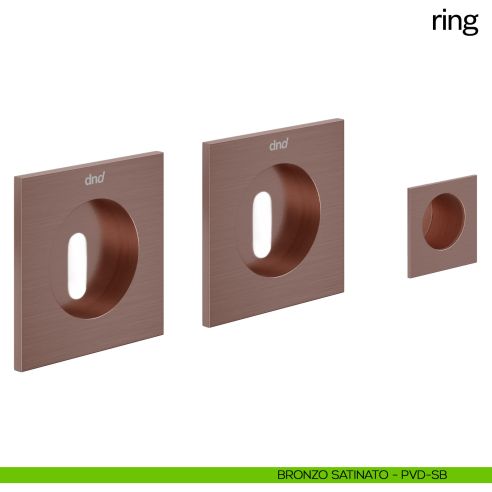 Maniglia incasso quadrata Ring con foro chiave e serratura dnd bronzo satinato