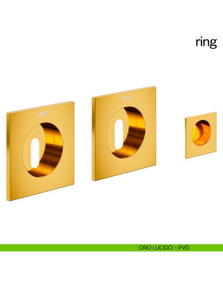 Maniglia incasso quadrata Ring con foro chiave e serratura dnd oro lucido