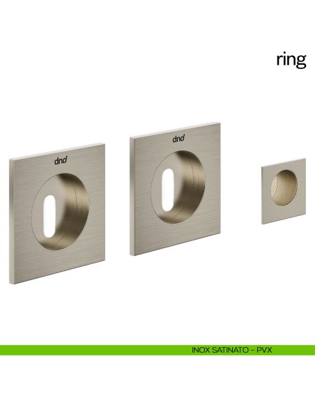 Maniglia incasso quadrata Ring con foro chiave e serratura dnd inox satinato