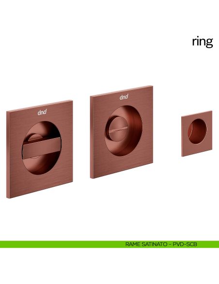 Maniglia incasso quadrata Ring con nottolino e serratura dnd rame satinato