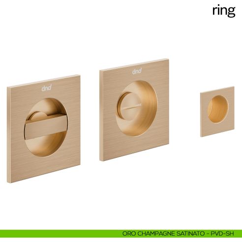 Maniglia incasso quadrata Ring con nottolino e serratura dnd oro champagne satinato