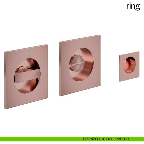Maniglia incasso quadrata Ring con nottolino e serratura dnd bronzo lucido