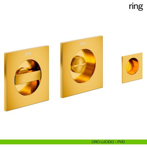 Maniglia incasso quadrata Ring con nottolino e serratura dnd oro lucido