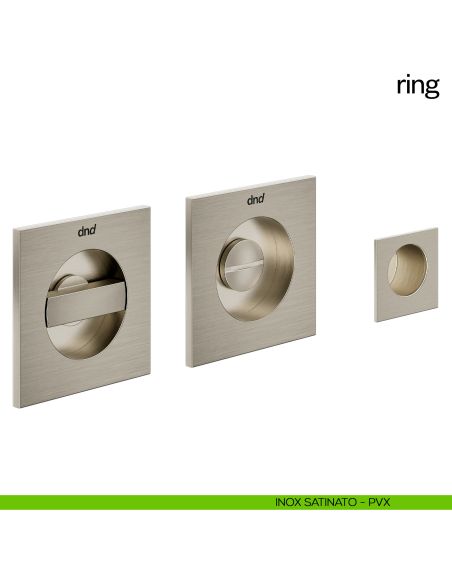 Maniglia incasso quadrata Ring con nottolino e serratura dnd inox satinato