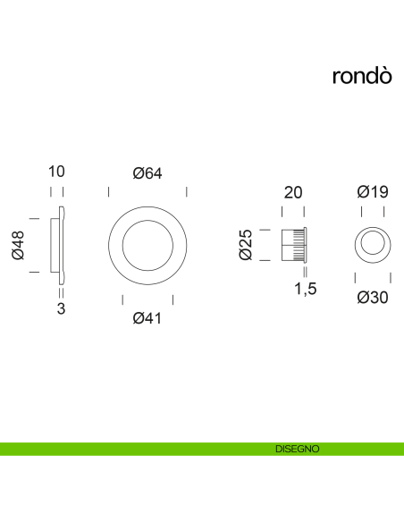 Maniglia per porta scorrevole Rondò dnd Handles disegno