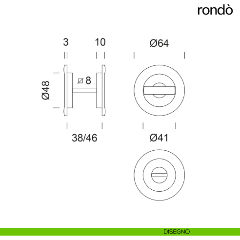 Maniglia per porta scorrevole Rondò dnd Handles disegno
