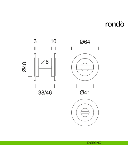 Maniglia per porta scorrevole Rondò dnd Handles disegno