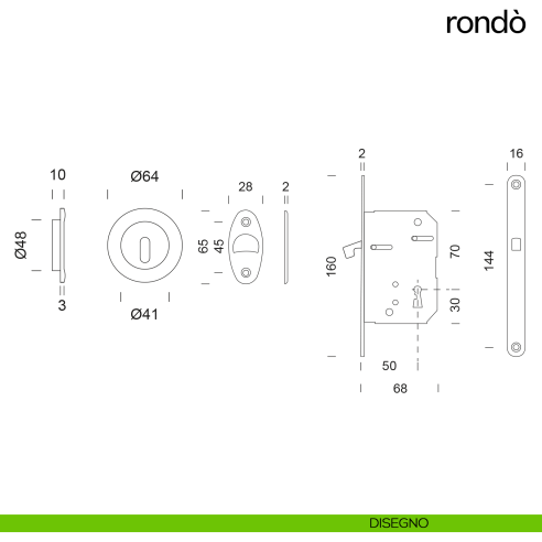 Maniglia per porta scorrevole Rondò dnd Handles disegno