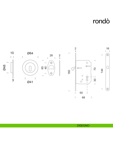 Maniglia per porta scorrevole Rondò dnd Handles disegno