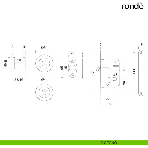 Maniglia per porta scorrevole Rondò dnd Handles disegno