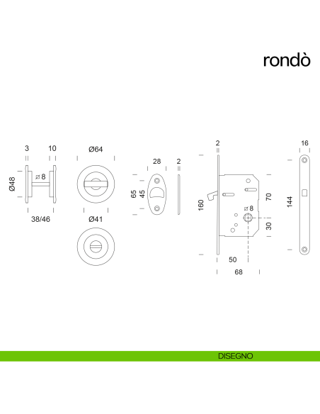 Maniglia per porta scorrevole Rondò dnd Handles disegno