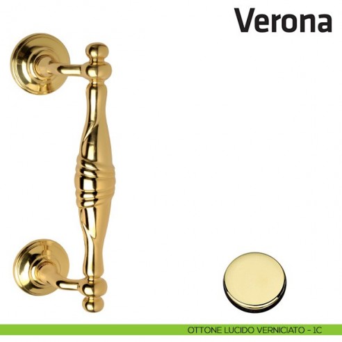 Maniglione per porta Verona Comit singolo 230 mm ottone lucido verniciato