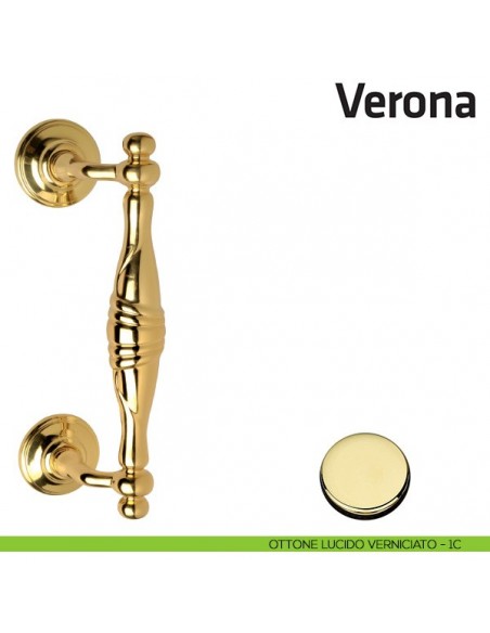 Maniglione per porta Verona Comit singolo 230 mm ottone lucido verniciato