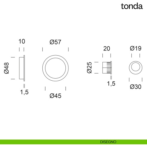 Maniglia incasso Tonda cieca dnd disegno