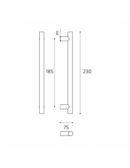 Maniglione per porta Verona Comit singolo 230 mm disegno