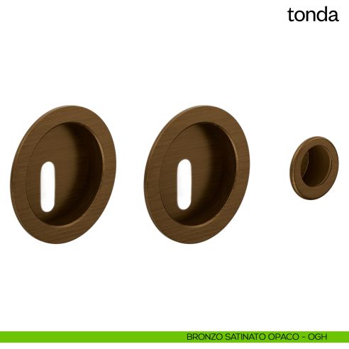 Maniglia incasso Tonda con foro chiave e serratura dnd bronzo satinato opaco