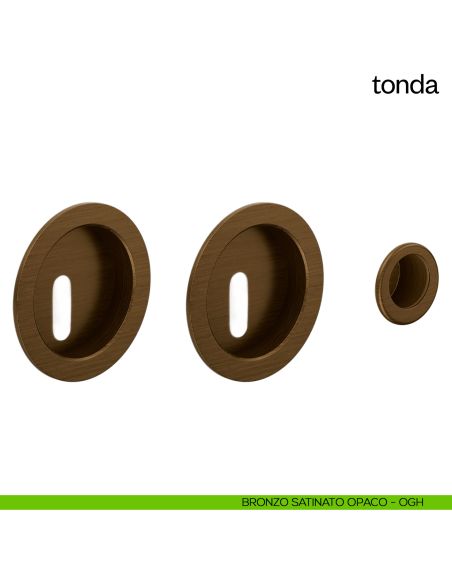 Maniglia incasso Tonda con foro chiave e serratura dnd bronzo satinato opaco