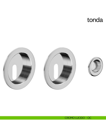 Maniglia incasso Tonda con foro chiave e serratura dnd cromo lucido