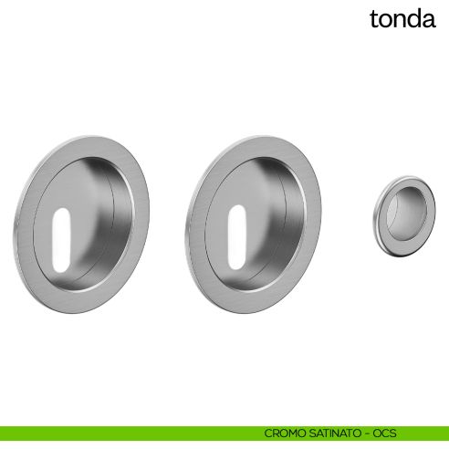 Maniglia incasso Tonda con foro chiave e serratura dnd cromo satinato