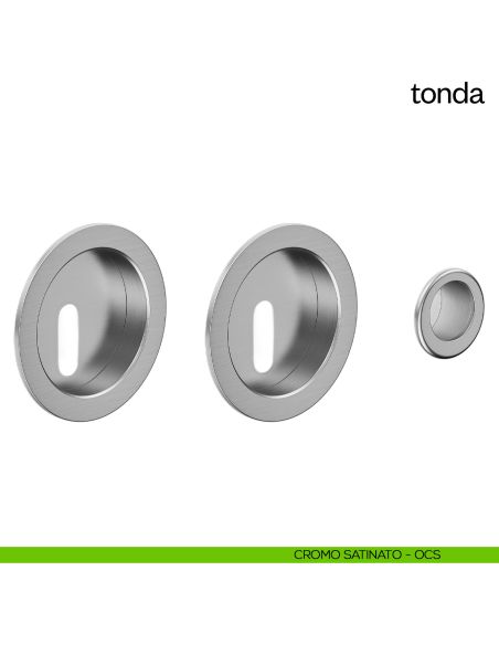 Maniglia incasso Tonda con foro chiave e serratura dnd cromo satinato