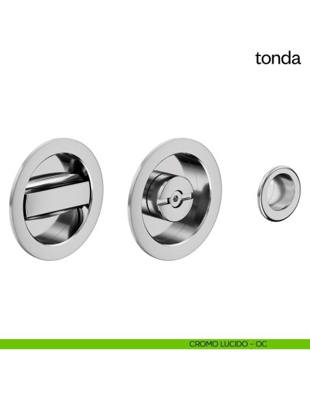 Maniglia incasso Tonda con nottolino e serratura dnd cromo lucido