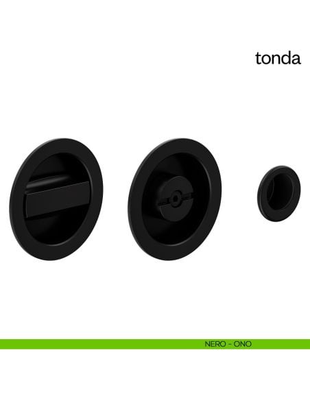 Maniglia incasso Tonda con nottolino e serratura dnd nero