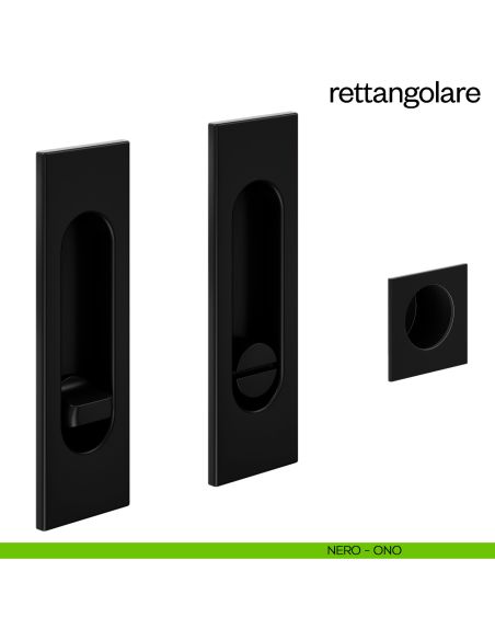 Maniglia incasso Rettangolare con nottolino e serratura dnd nero