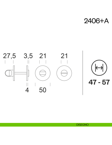 Nottolino per porta 2406 dnd Handles disegno